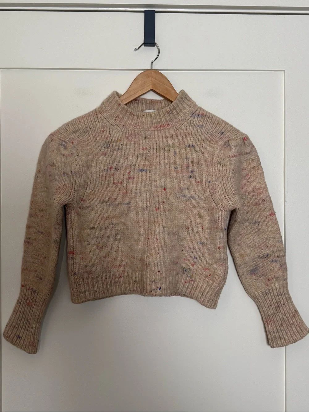 Something Navy Sweater Womens Sz S Cream Alpaca Merino Wool Mock Neck Italy Made